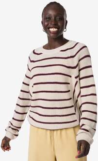 Hema Damestrui Olena fijngebreid strepen gebroken wit (gebroken wit)