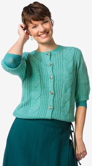 Hema Damesvest Foxi fijngebreid kabel blauw (blauw) - S