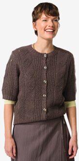 Hema Damesvest Foxi fijngebreid kabel bruin (bruin) - XL