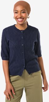 Hema Damesvest Golda ajour donkerblauw (donkerblauw) - S