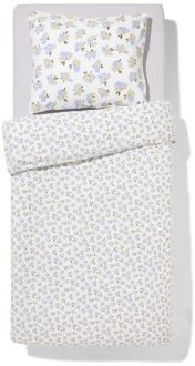 Hema Dekbedovertrek 140x200/220cm zacht katoen bloemen (groen)
