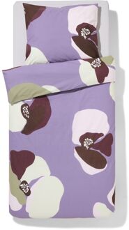 Hema Dekbedovertrek 140x200/220cm zacht katoen bloemen (paars)