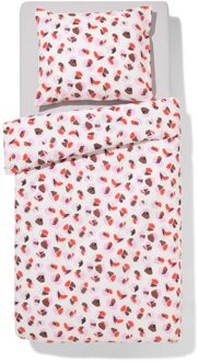 Hema Dekbedovertrek 140x200/220cm zacht katoen bloemen (roze)