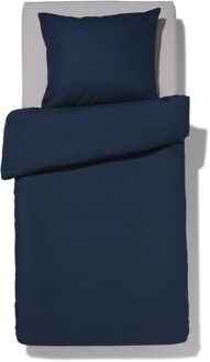 Hema Dekbedovertrek 140x200/220cm zacht katoen donkerblauw (blauw)