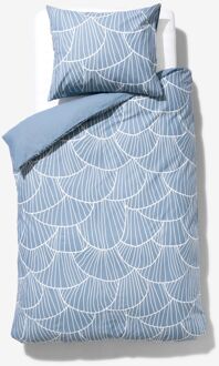Hema Dekbedovertrek 140x200/220cm zacht katoen schelpen blauw (blauw)