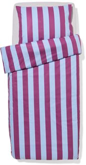 Hema Dekbedovertrek 140x200/220cm zacht katoen strepen blauw-paars (multi)