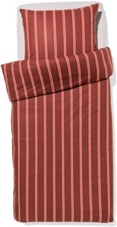 Hema Dekbedovertrek 140x200/220cm zacht katoen strepen bruin (bruin)