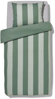 Hema Dekbedovertrek 140x200/220cm zacht katoen strepen groen (groen)