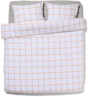 Hema Dekbedovertrek 200x200/220cm zacht katoen ruiten lila (multi)