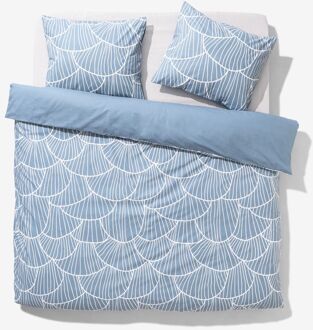 Hema Dekbedovertrek 200x200/220cm zacht katoen schelpen blauw (blauw)