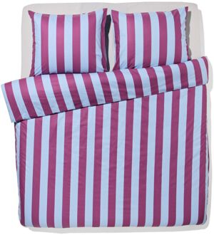 Hema Dekbedovertrek 200x200/220cm zacht katoen strepen blauw-paars (multi)