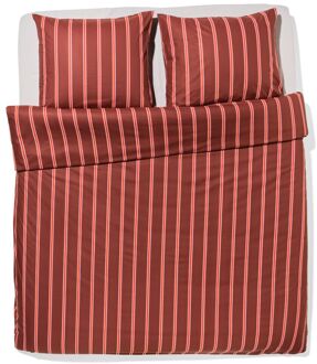 Hema Dekbedovertrek 200x200/220cm zacht katoen strepen bruin (bruin)