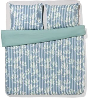 Hema Dekbedovertrek 200x200/220cm zacht katoen strepen groen-blauw (groen)
