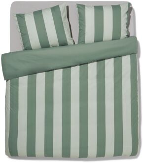 Hema Dekbedovertrek 200x200/220cm zacht katoen strepen groen (groen)