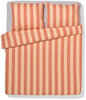 Hema Dekbedovertrek 200x200/220cm zacht katoen strepen perzik (perzik)