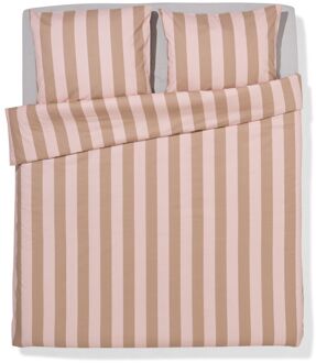 Hema Dekbedovertrek 200x200/220cm zacht katoen strepen roze (lichtroze)