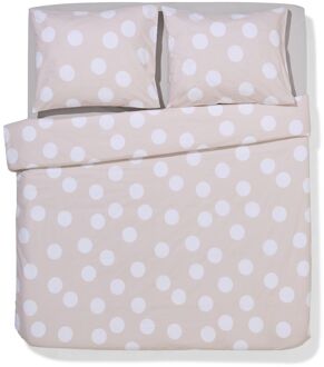 Hema Dekbedovertrek 240x200/220cm zacht katoen stippen beige (beige)