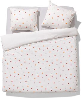 Hema Dekbedovertrek 240x200/220cm zacht katoen stippen gekleurd (wit)