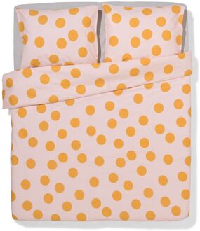 Hema Dekbedovertrek 240x200/220cm zacht katoen stippen roze (lichtroze)