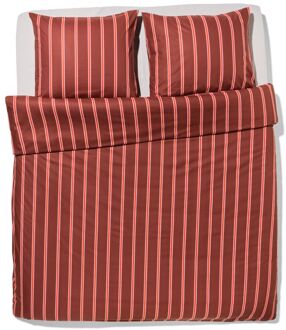 Hema Dekbedovertrek 240x200/220cm zacht katoen strepen bruin (bruin)