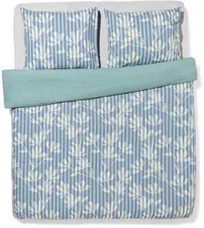 Hema Dekbedovertrek 240x200/220cm zacht katoen strepen groen-blauw (groen)