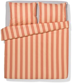 Hema Dekbedovertrek 240x200/220cm zacht katoen strepen perzik (perzik)