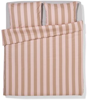 Hema Dekbedovertrek 240x200/220cm zacht katoen strepen roze (lichtroze)