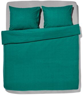 Hema Dekbedovertrek flanel 240x200/220 melange donker groen (donkergroen)