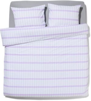 Hema Dekbedovertrek zacht katoen 200x200/220 blokjes lila (lila)