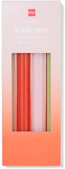 Hema Dinerkaarsen ⌀2.2x25cm bloemvorm oranje-roze - 4 stuks (oranje)