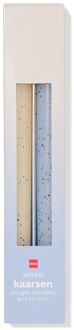 Hema Dinerkaarsen ⌀2.2x25cm spikkel ivoor-lichtblauw - 2 stuks (lichtblauw)
