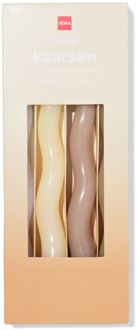 Hema Dinerkaarsen ⌀2.2x25cm wave ivoor-naturel - 4 stuks (naturel)