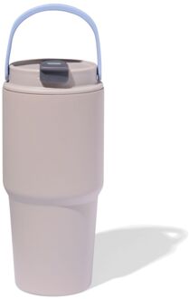 Hema Drinkbeker met rietje 600ml rvs grijs (grijs)