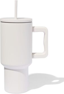 Hema Drinkbeker met rietje 900ml rvs beige (beige)