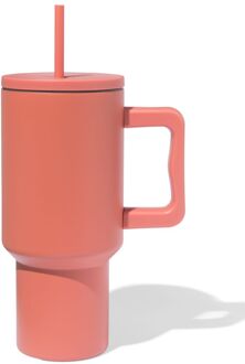 Hema Drinkbeker met rietje 900ml rvs terra (terra)