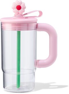 Hema Drinkfles 720ml met rietje bloem