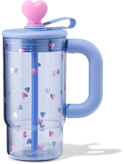Hema Drinkfles 720ml met rietje hartjes