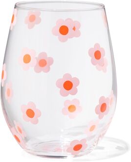 Hema Drinkglas 550ml bloem roze
