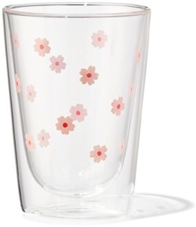 Hema Dubbelwandig glas 350ml bloemen