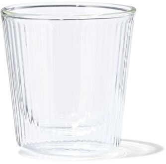 Hema Dubbelwandig glas streep reliëf 150ml