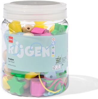 Hema Emmer houten kralen met rijgkoord - 70 stuks
