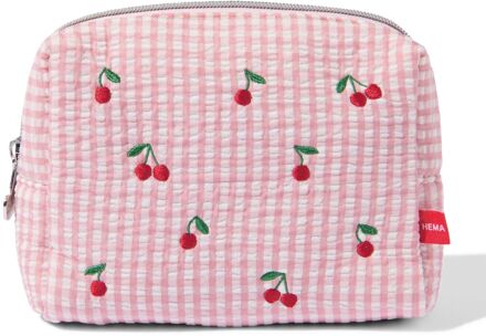Hema Etui 18.5x6.6x13cm seersucker ruiten kersen