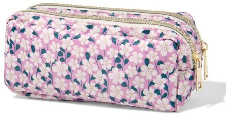 Hema Etui dubbele rits 22x6x10cm bloem (multi)