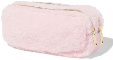 Hema Etui dubbele rits fluffy roze