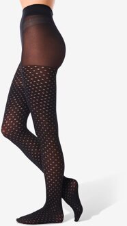 Hema Fashion panty met ajour stippen 30denier zwart (zwart) - 48/52