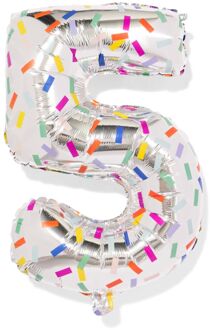 Hema Folieballon cijfer 5 60cm confetti (zeeblauw)