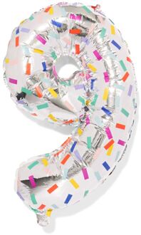 Hema Folieballon cijfer 9 60cm confetti (onyx)