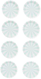 Hema Gebaksbordje lichtblauwe streep 8 stuks (blauw)