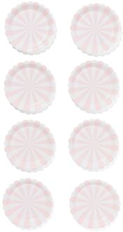 Hema Gebaksbordje lichtroze streep 8 stuks