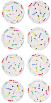 Hema Gebaksbordjes ⌀17.5cm papier kaarsjes - 8 stuks (multicolor)